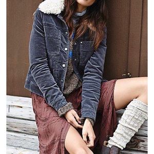free People Womens Sherpa Lined Uncut Cord Jacket